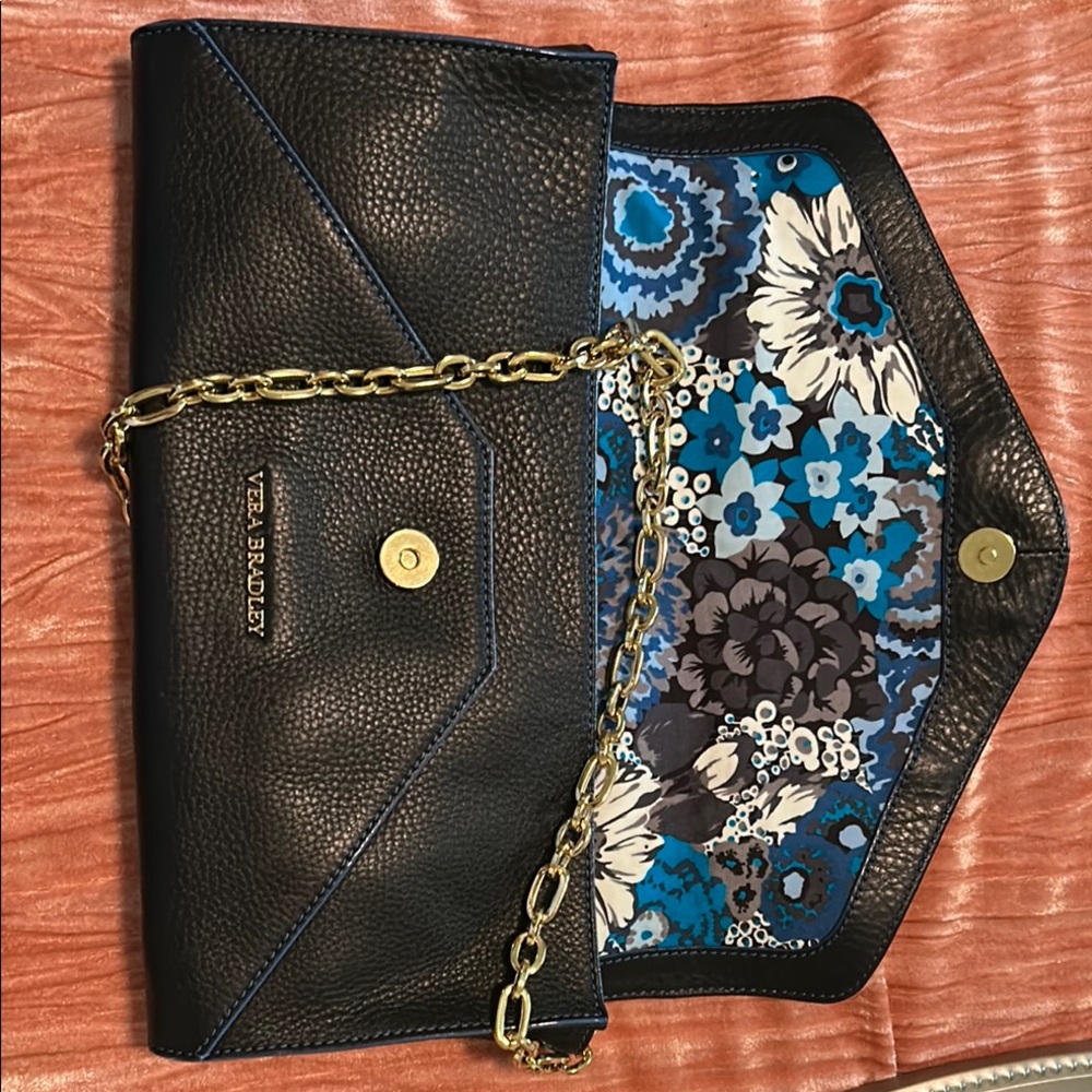 Vera Bradley Black and Blue Floral Clutch
